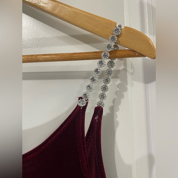 Red floor length velour dress M Studio Vintage Size S M - Picture 6 of 15